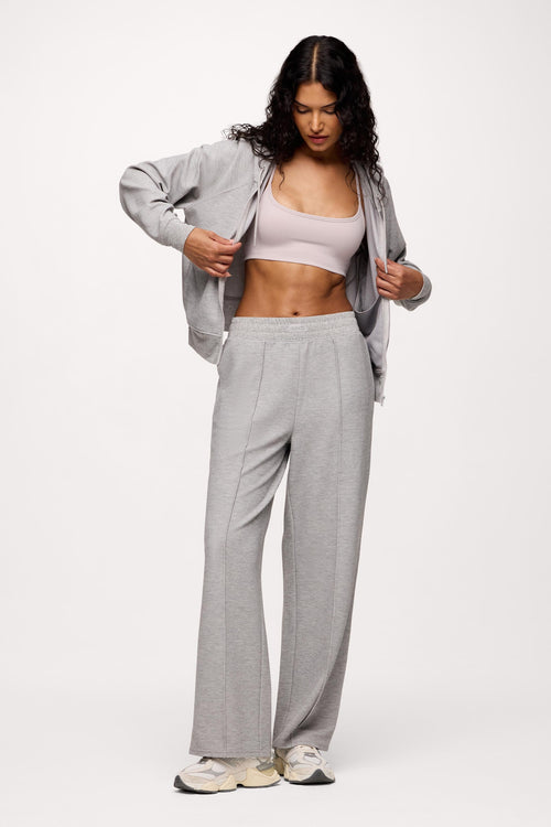 Performance Waffle Wide Leg Pant | Heather Grey