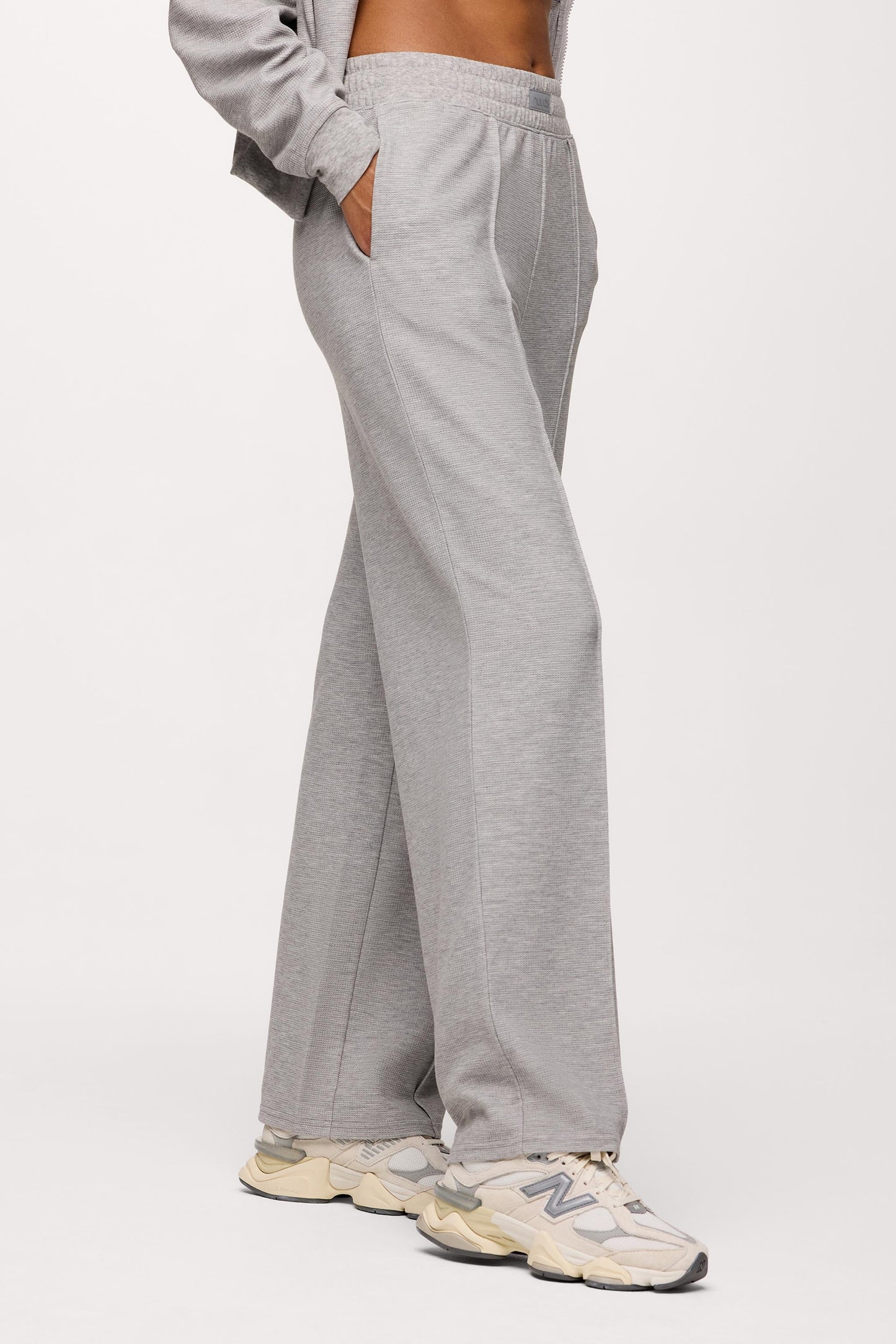 Performance Waffle Wide Leg Pant | Heather Grey
