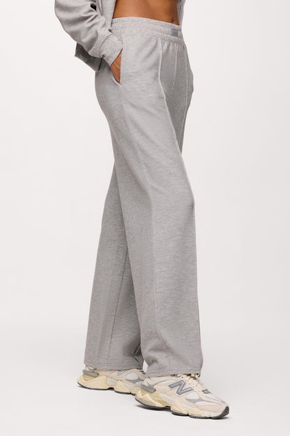 Performance Waffle Wide Leg Pant | Heather Grey