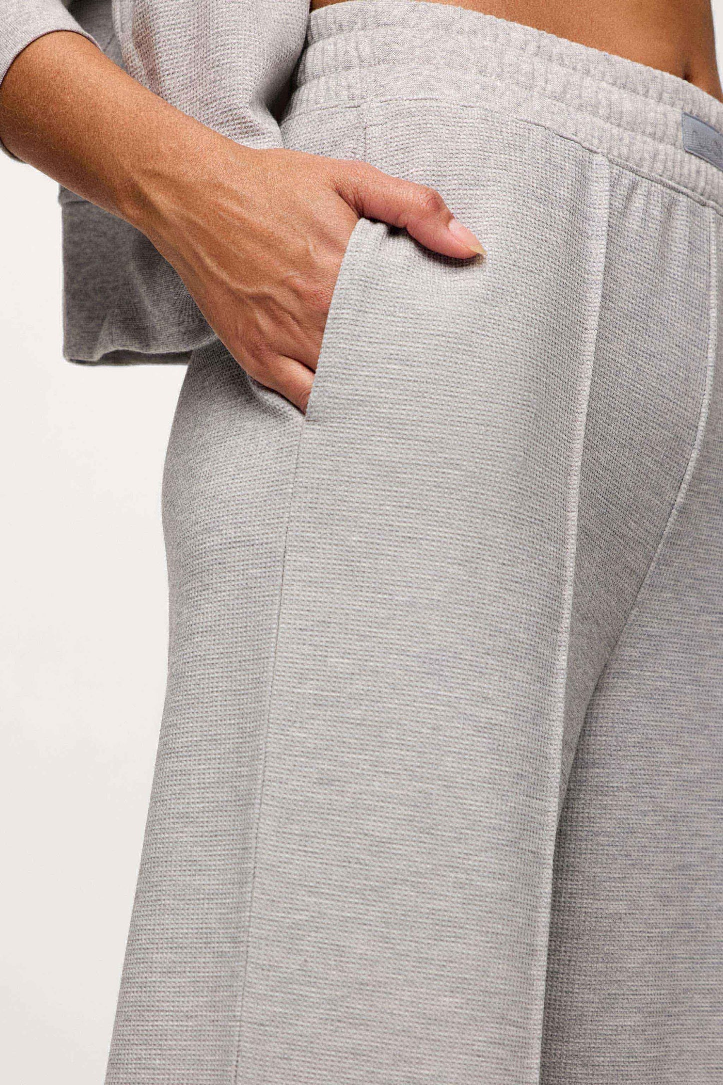 Performance Waffle Wide Leg Pant | Heather Grey