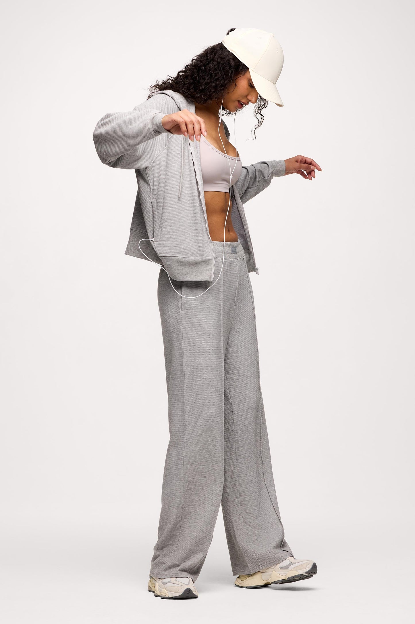 Performance Waffle Wide Leg Pant | Heather Grey
