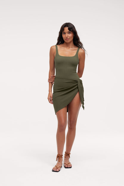 Swim Sarong | Crispy Darkest Olive