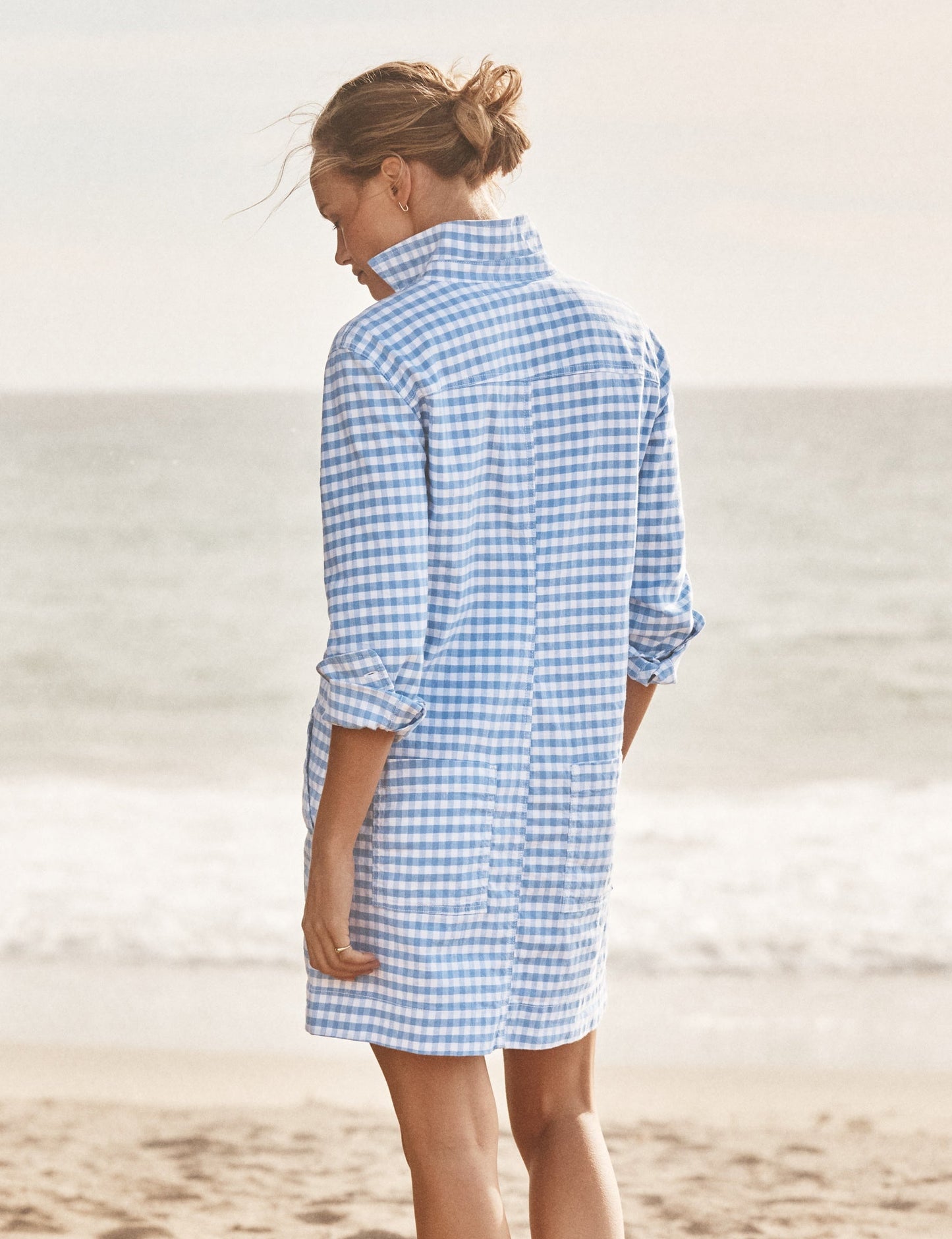 IRELAND DRESS Blue Gingham, Italian Performance Linen