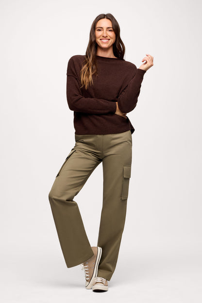 Cozy Knit Mockneck Sweater | Heather Espresso