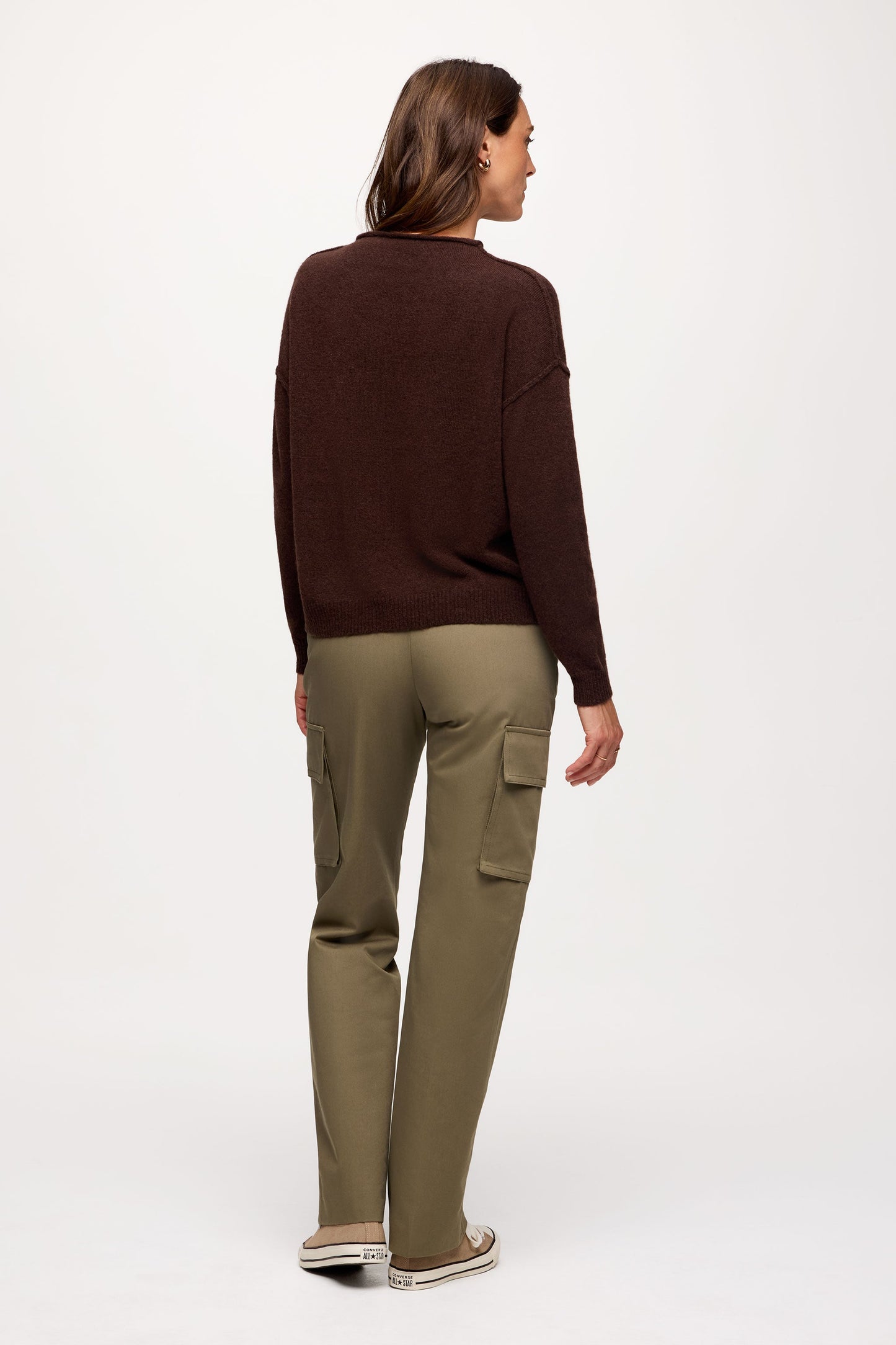 Cozy Knit Mockneck Sweater | Heather Espresso