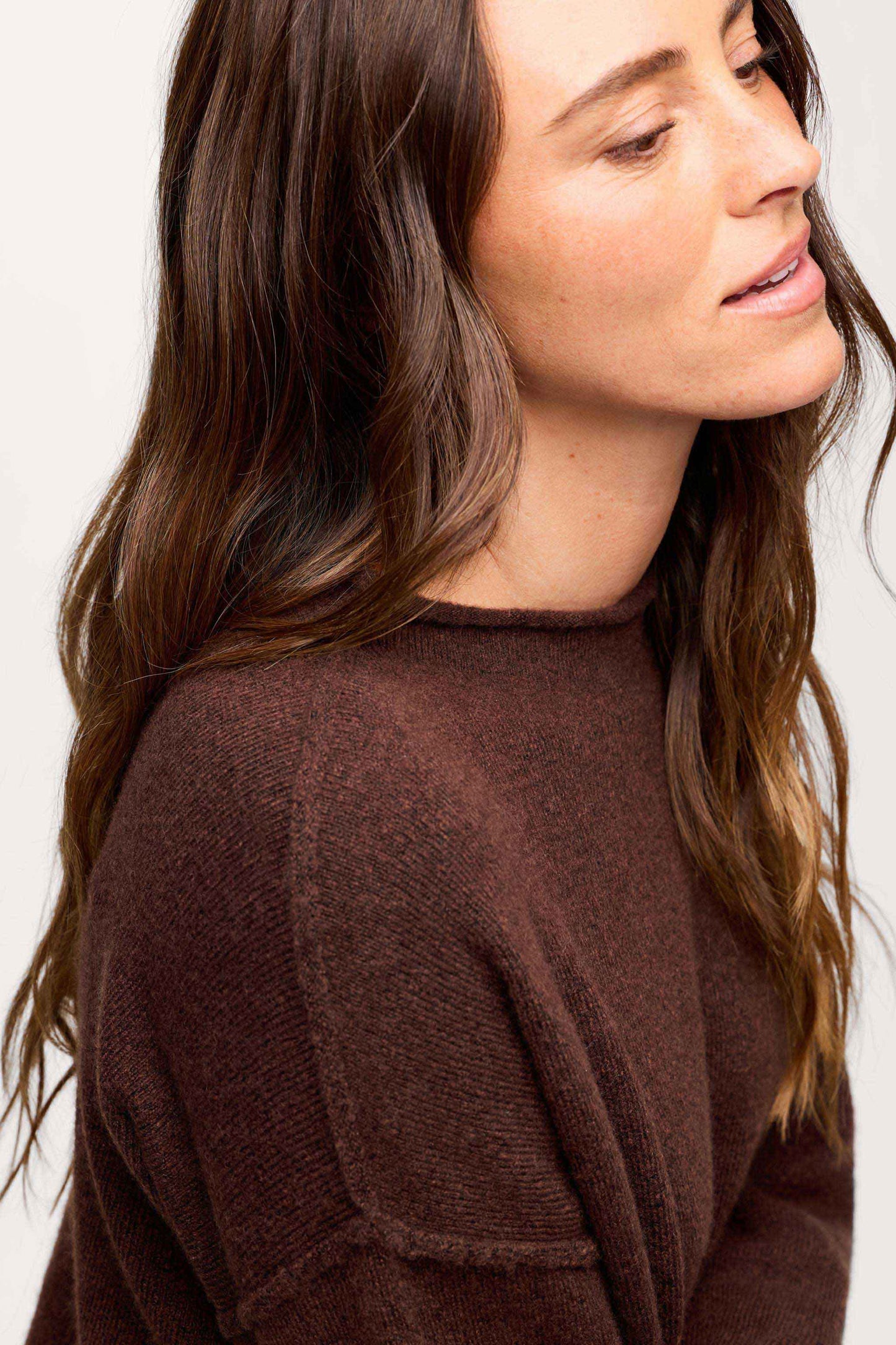 Cozy Knit Mockneck Sweater | Heather Espresso