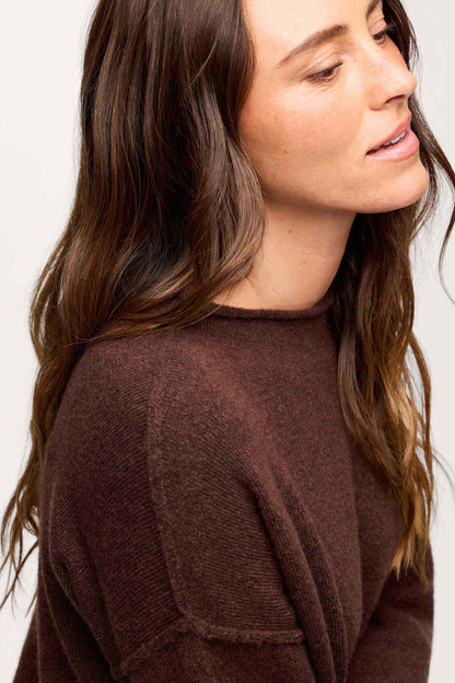 Cozy Knit Mockneck Sweater | Heather Espresso