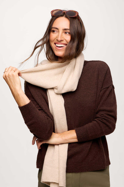 Cozy Knit Mockneck Sweater | Heather Espresso