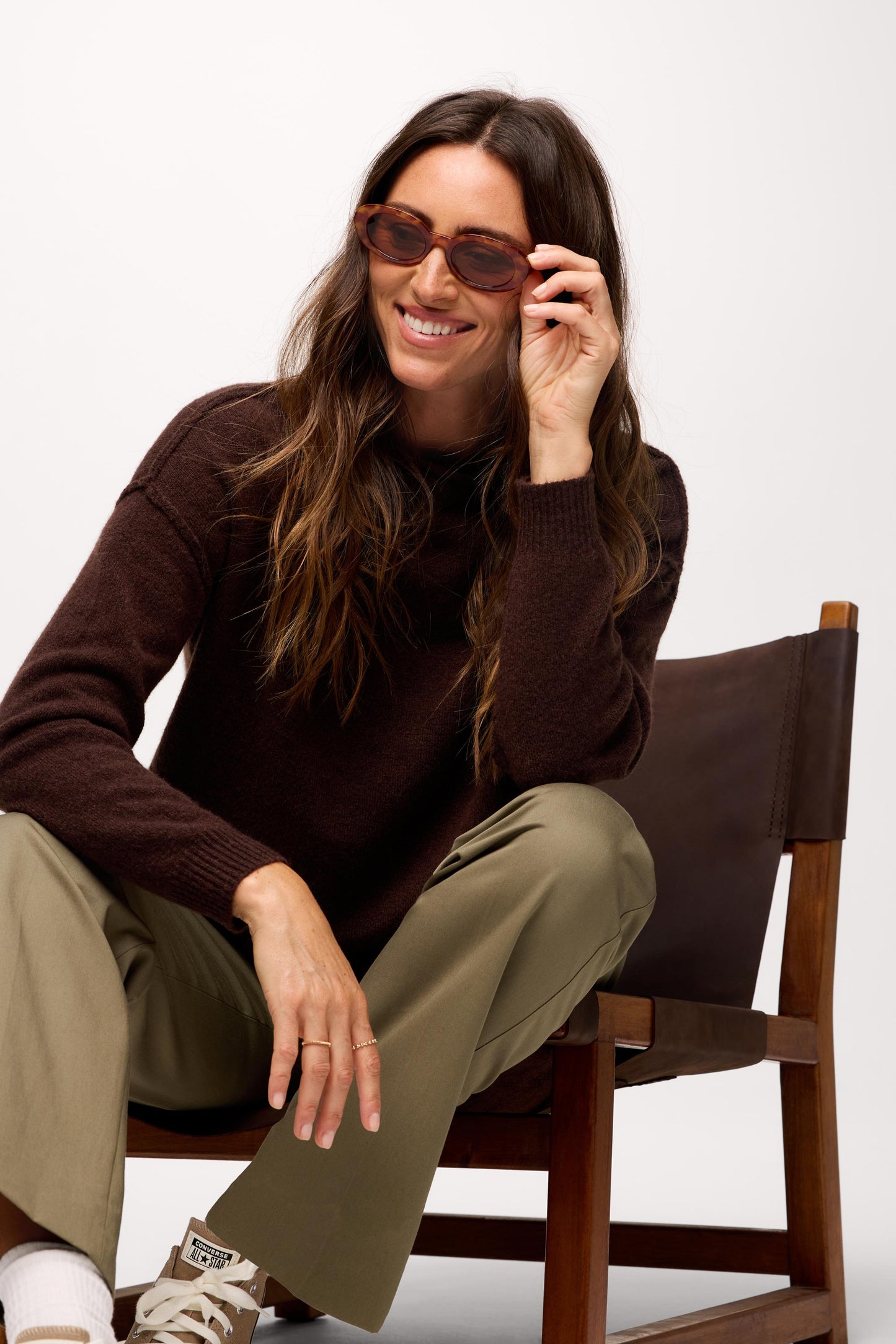 Cozy Knit Mockneck Sweater | Heather Espresso