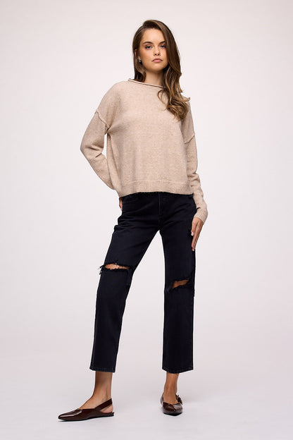 Cozy Knit Mockneck Sweater | Heather Oat