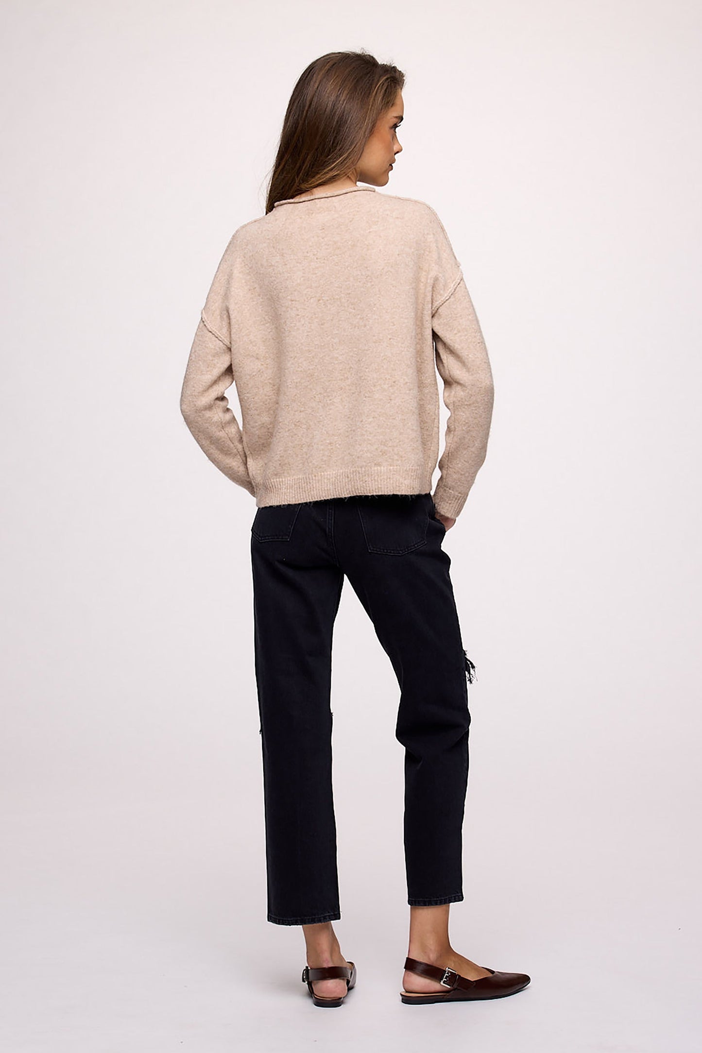 Cozy Knit Mockneck Sweater | Heather Oat