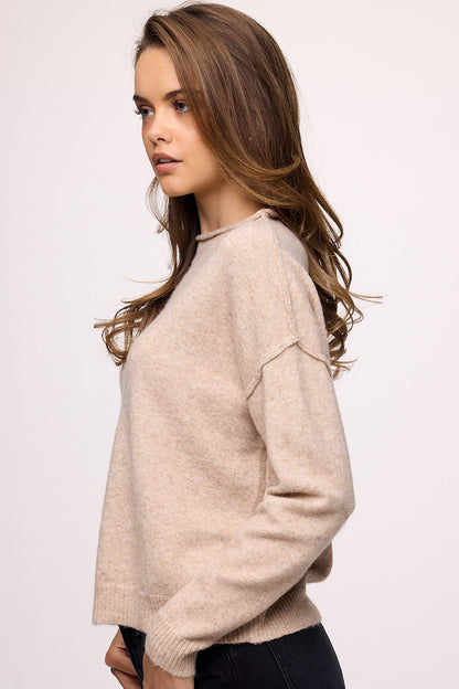 Cozy Knit Mockneck Sweater | Heather Oat