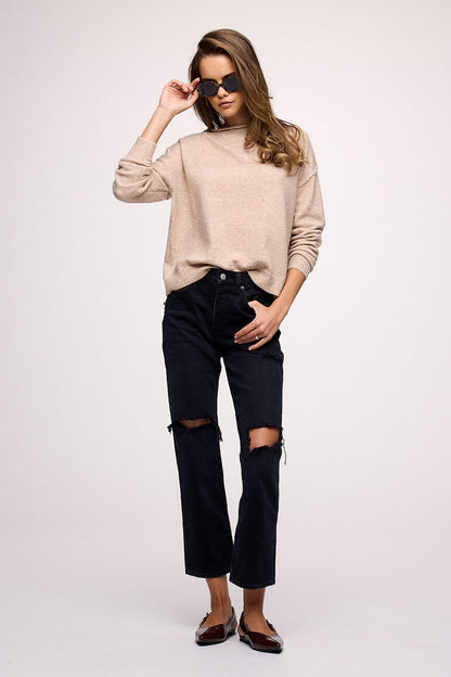 Cozy Knit Mockneck Sweater | Heather Oat
