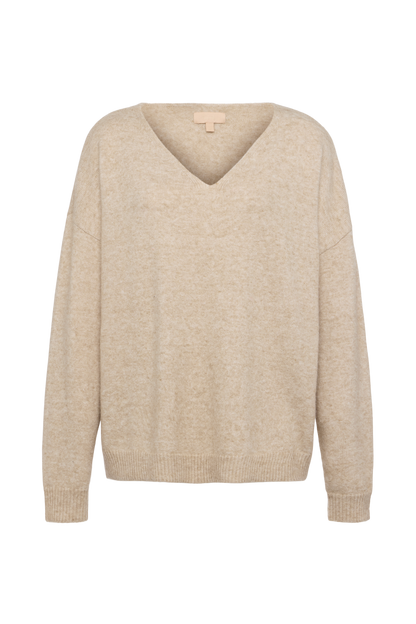 Cozy Knit V-Neck Sweater | Heather Oat