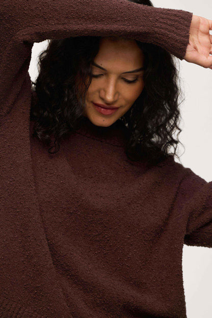 Boucle Crewneck Sweater | Espresso