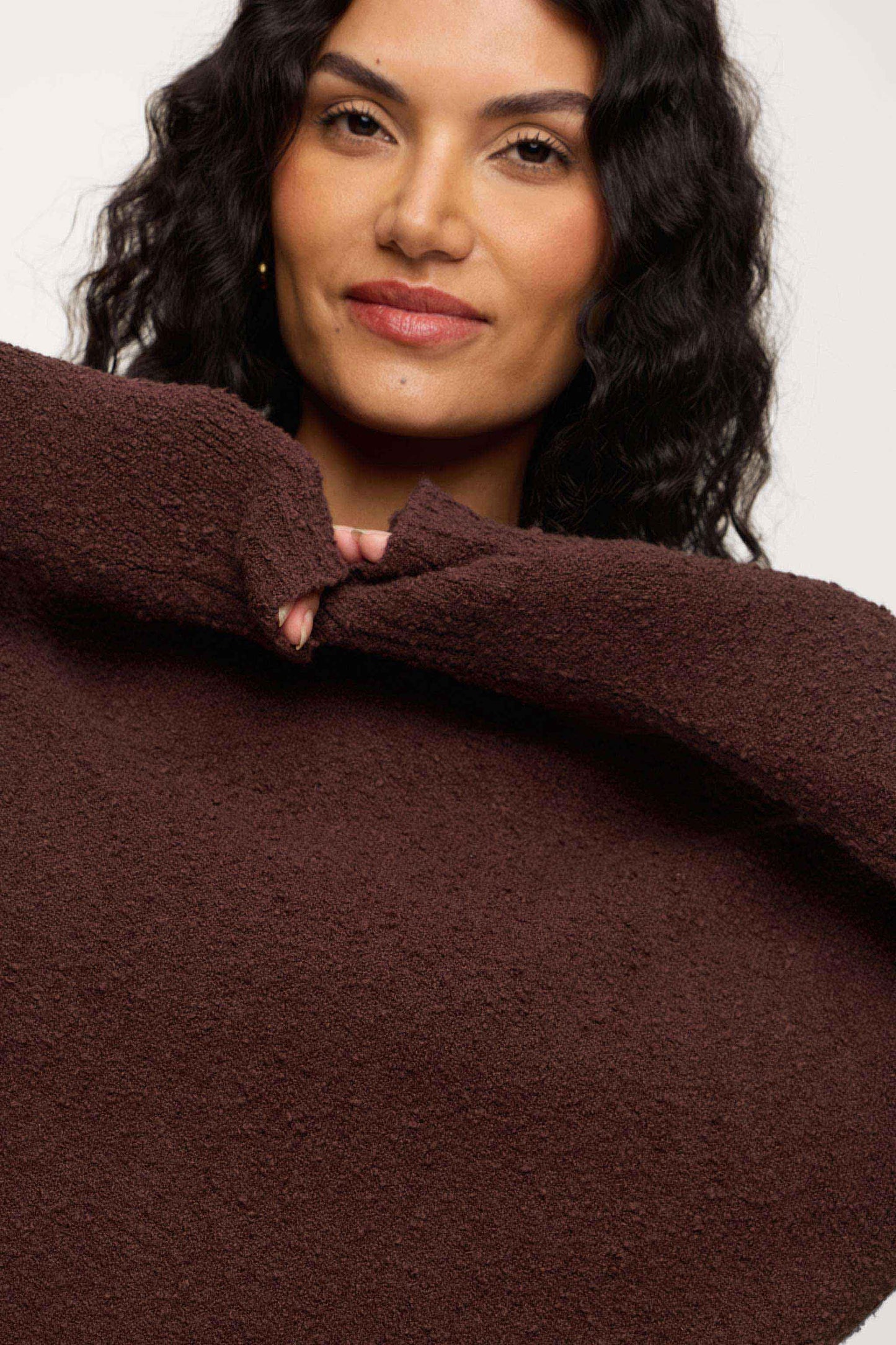 Boucle Crewneck Sweater | Espresso