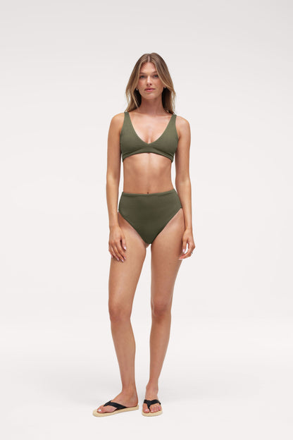 Plunge Bikini Top | Crispy Darkest Olive