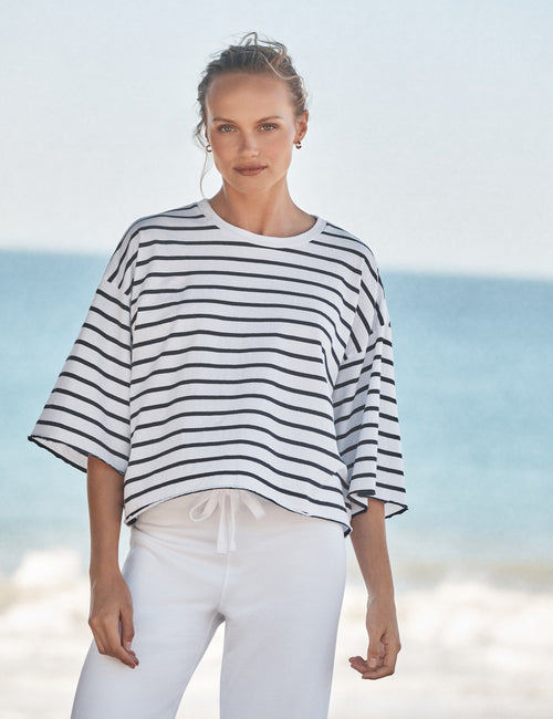 PRESLEY Wide Navy French Stripe, Vintage Jersey