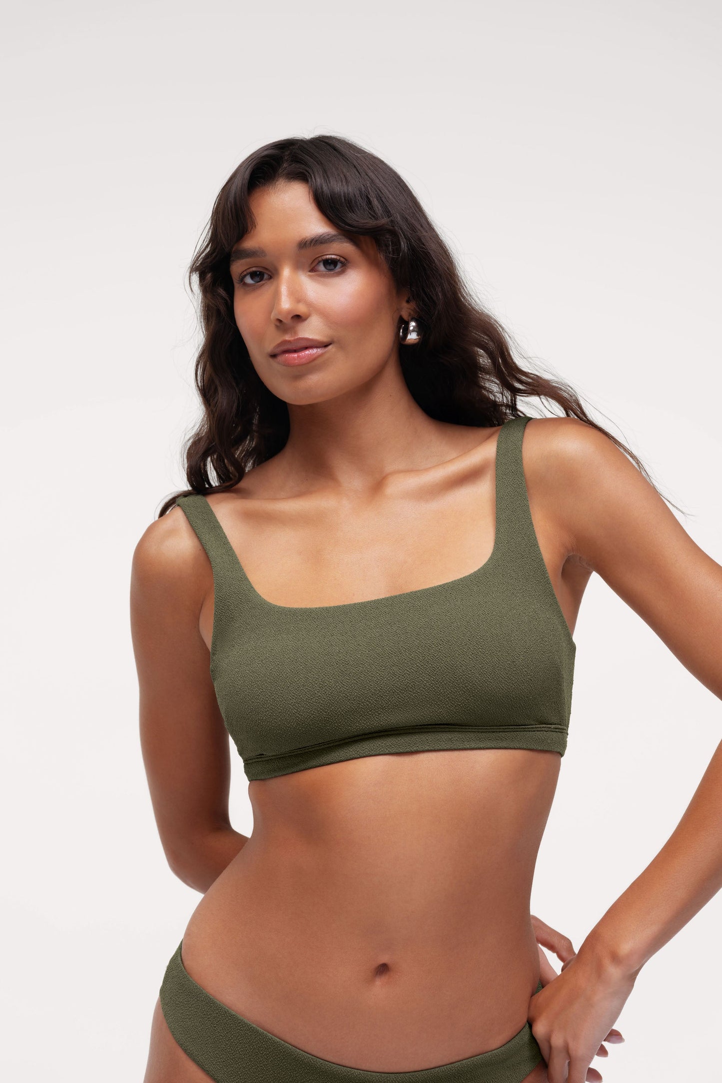 Square Neck Bikini Top | Crispy Darkest Olive