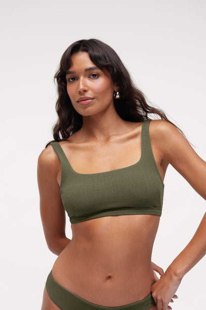 Square Neck Bikini Top | Crispy Darkest Olive