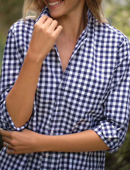 EILEEN Navy Gingham, Italian Superluxe