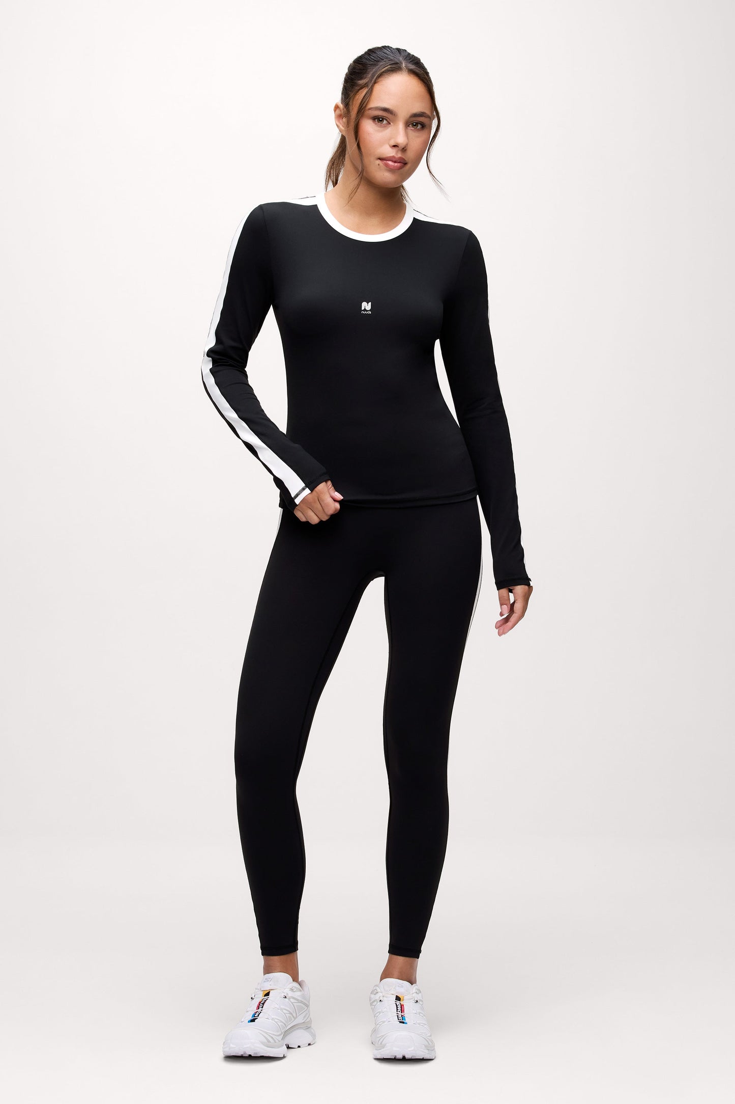 Motion Contrast Long Sleeve Top | Black