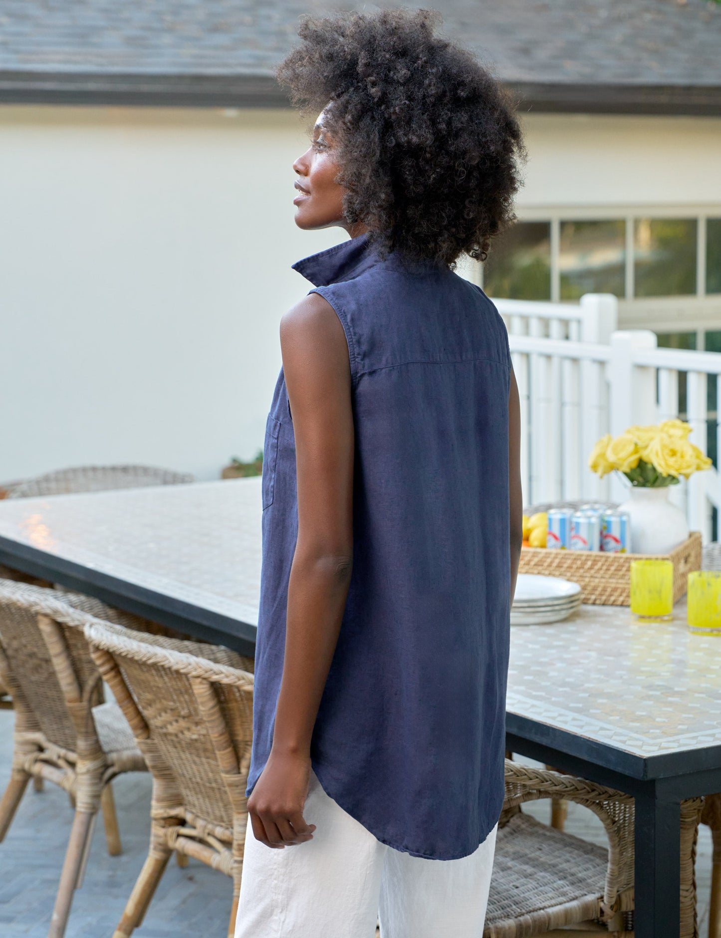 FINLEY Navy, Washed Linen