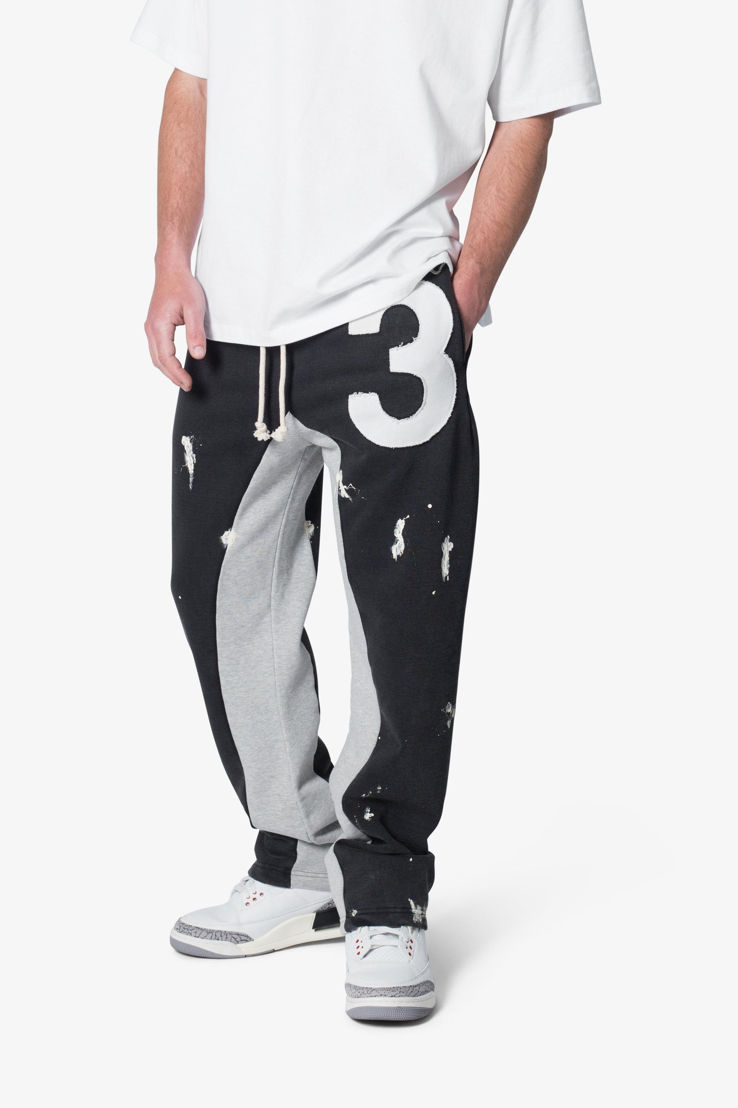 3 Patch Contrast Sweatpants - Washed Black
