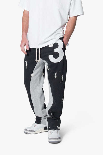 3 Patch Contrast Sweatpants - Washed Black