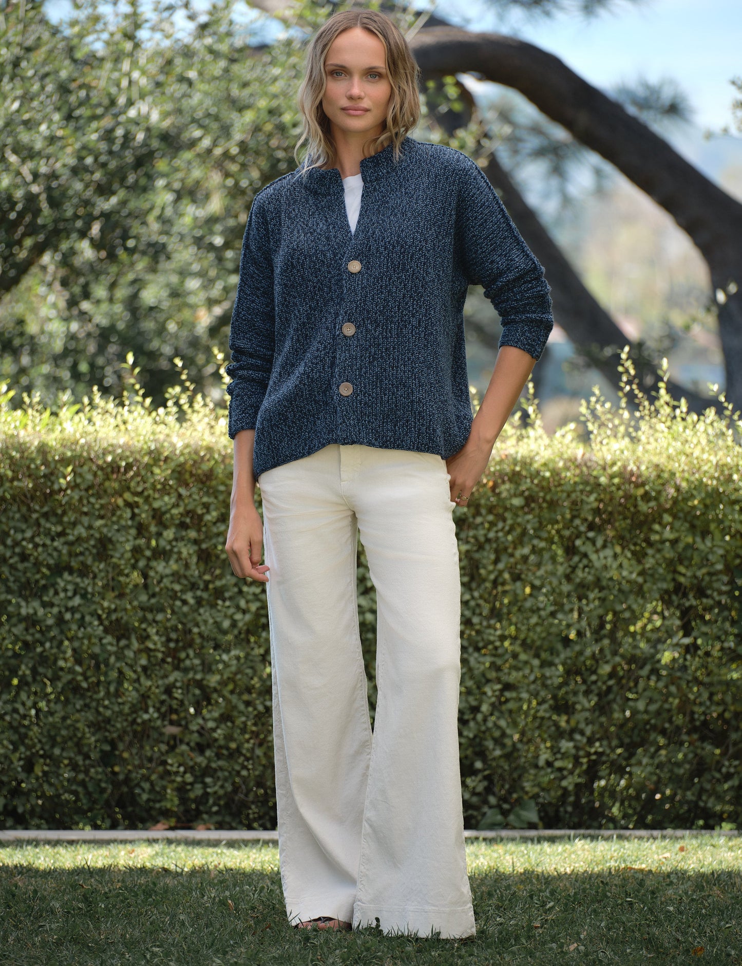MONTECITO CARDIGAN Blueberry, Pure Italian Cotton
