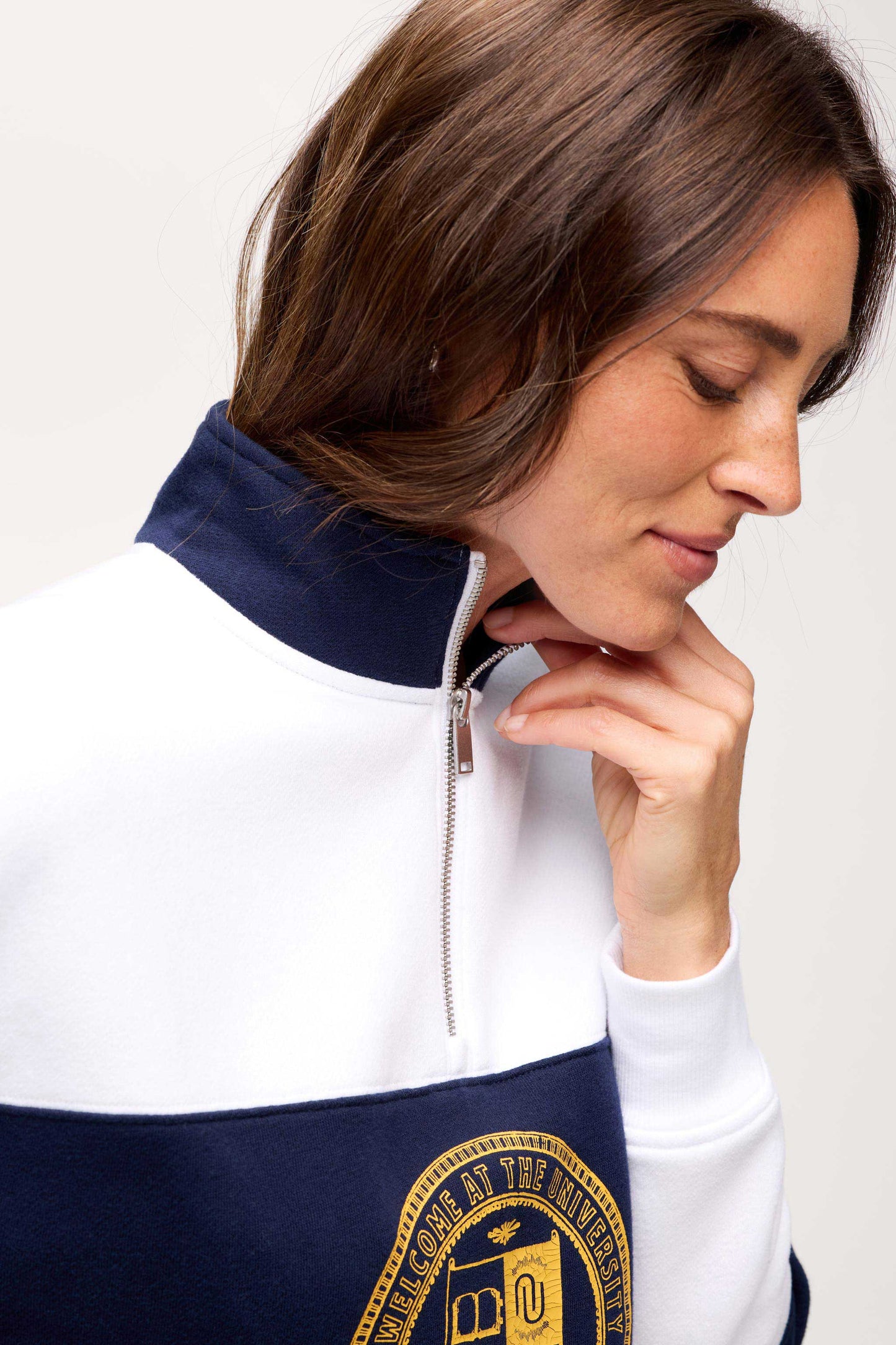 Campus Quarter-Zip | White/Navy