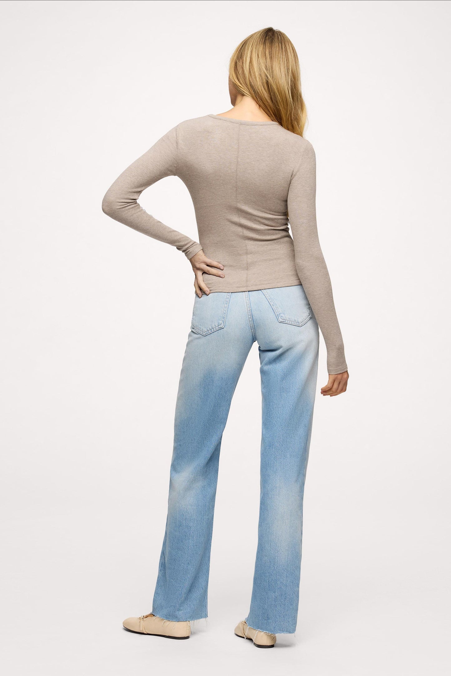 Slinky Rib Long Sleeve Shirt | Heather Cocoa