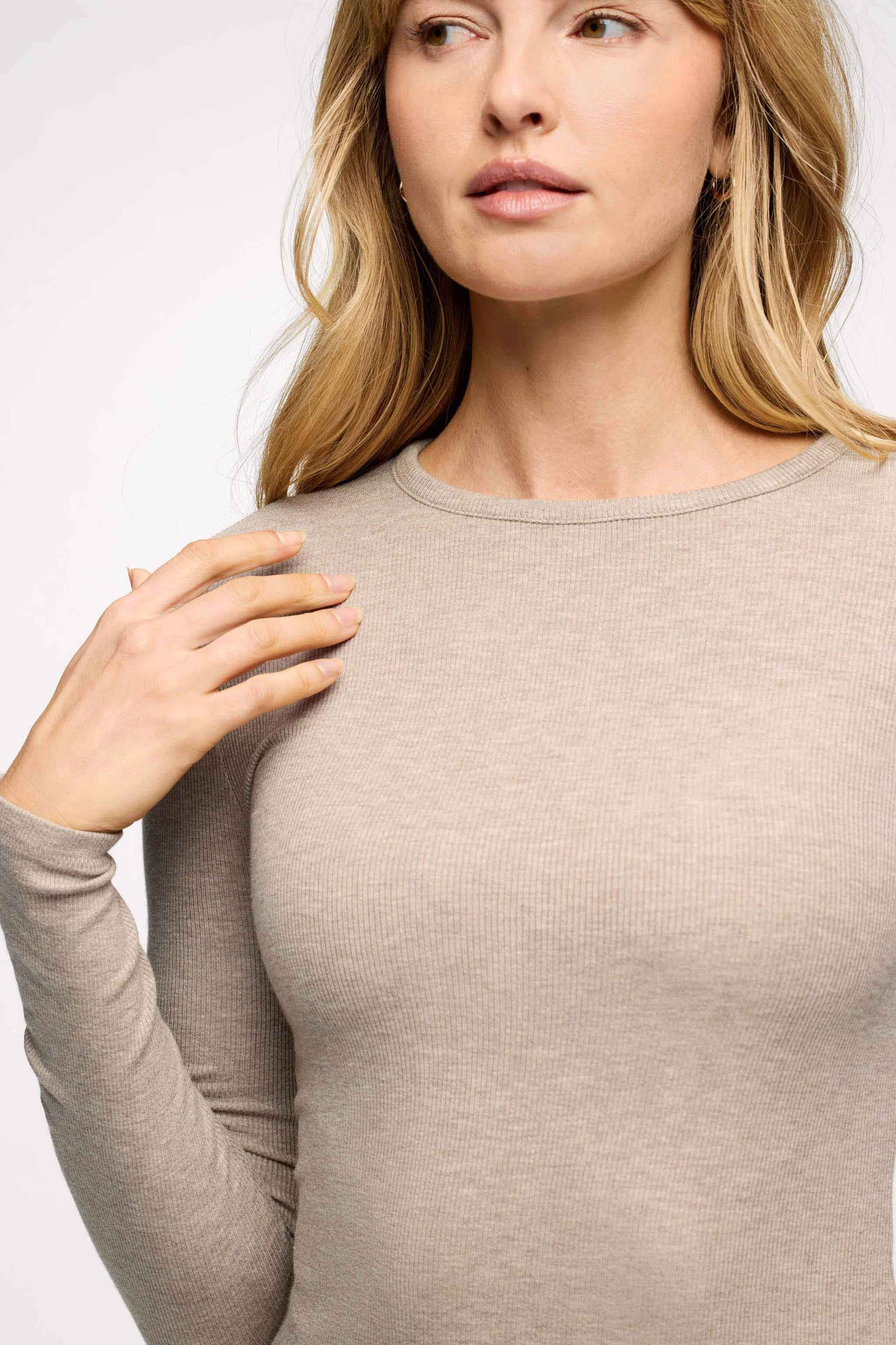 Slinky Rib Long Sleeve Shirt | Heather Cocoa