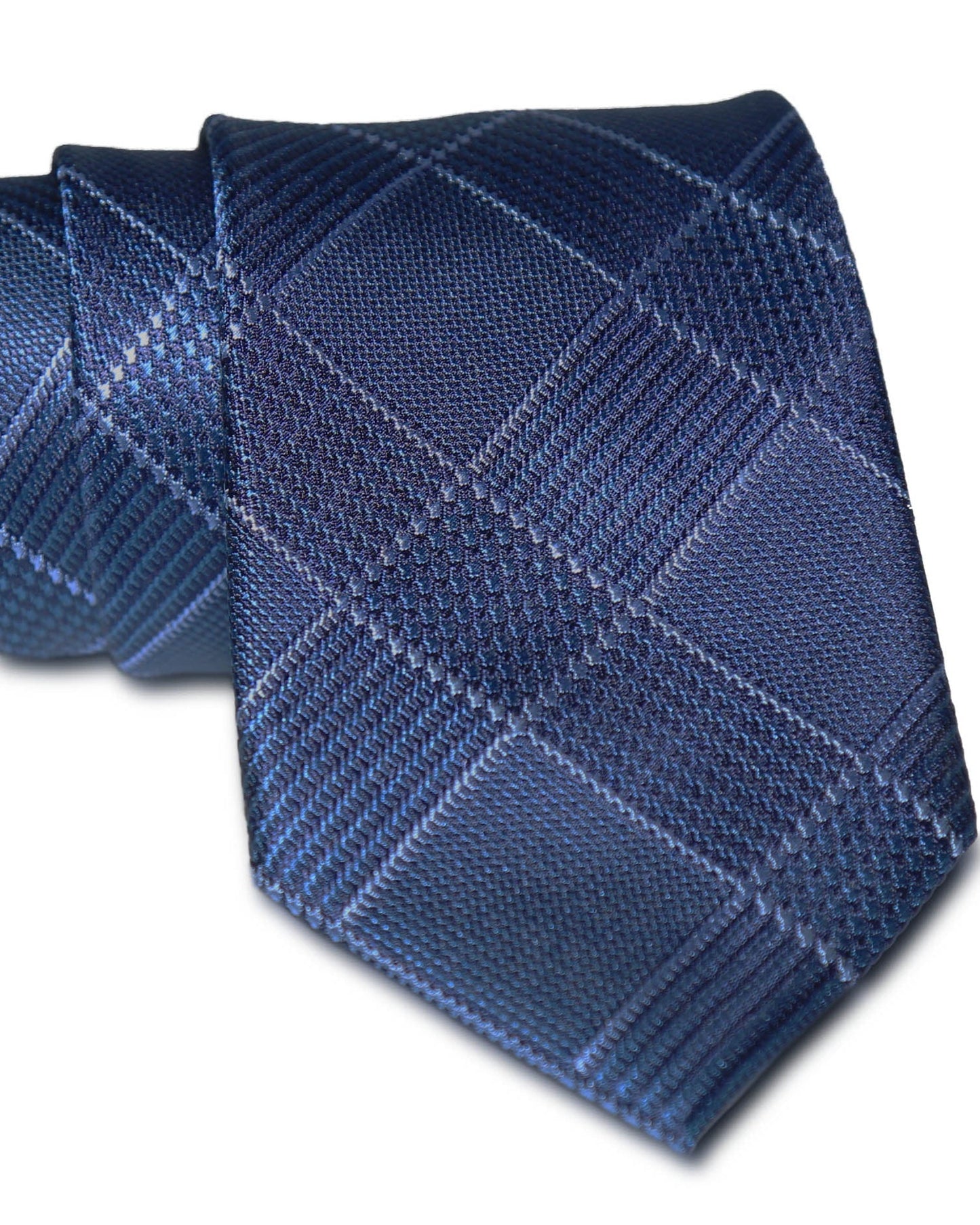 Navy & White Woven Silk Tie