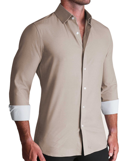 ''The Brooks" Light Brown Double Check - Classic Fit