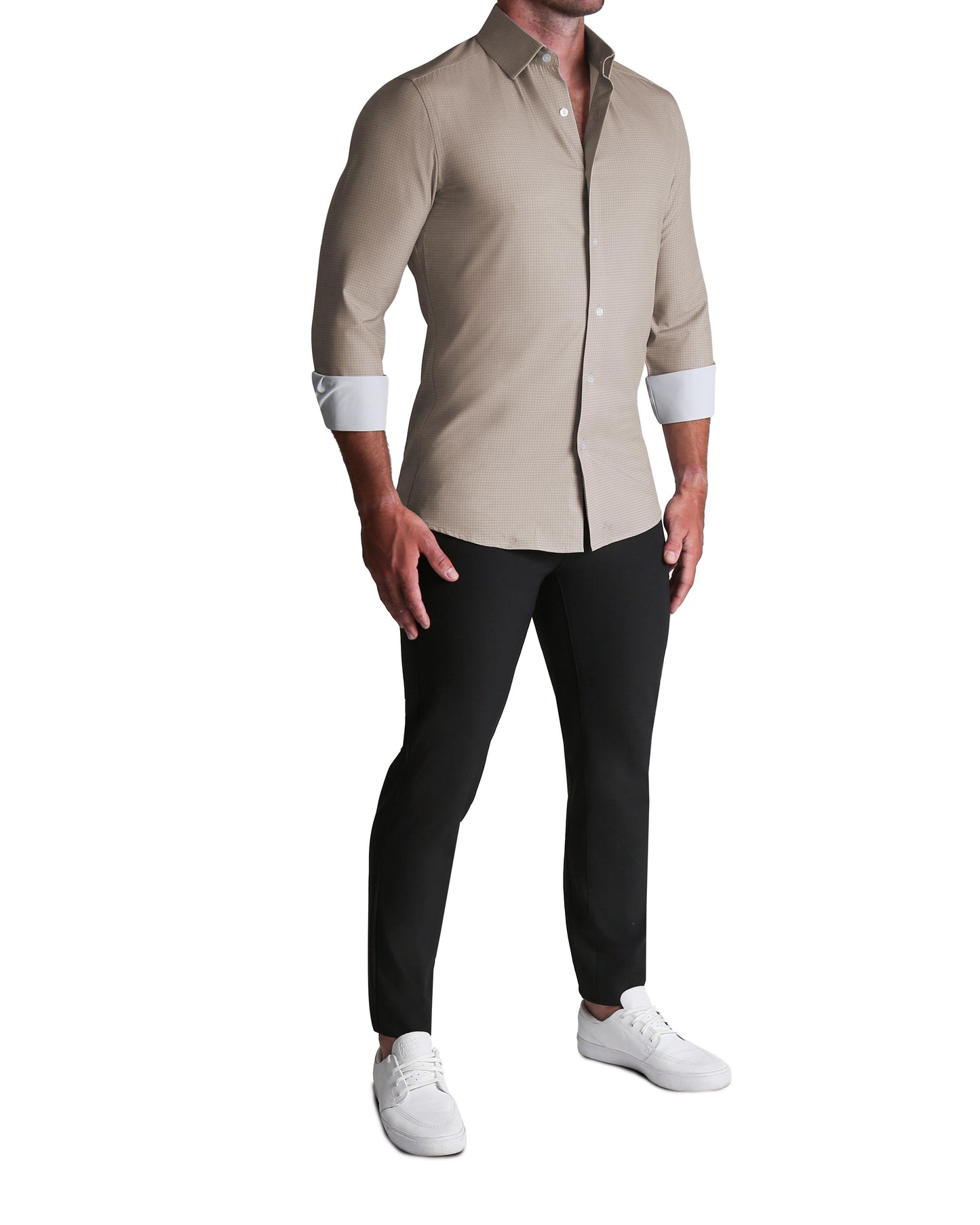 ''The Brooks" Light Brown Double Check - Classic Fit