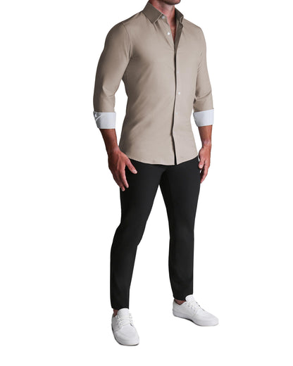 ''The Brooks" Light Brown Double Check - Classic Fit