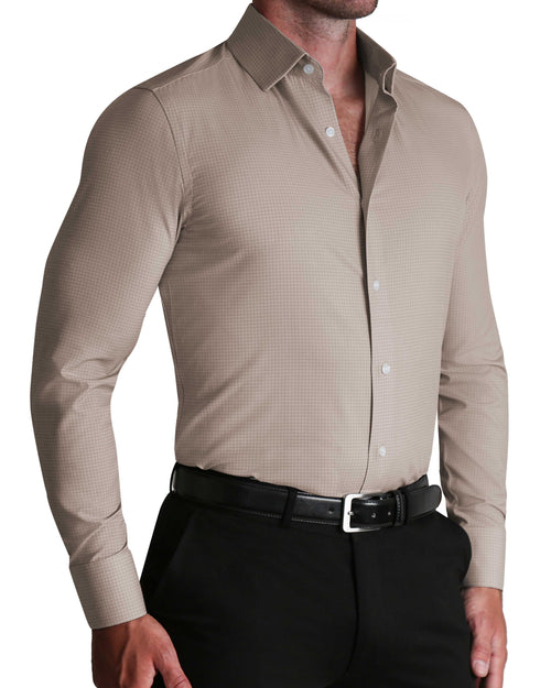 ''The Brooks" Light Brown Double Check - Classic Fit