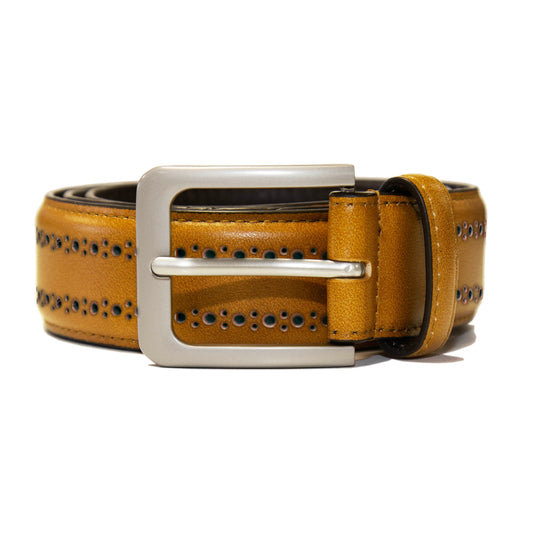 Perforated Leather Belt - Light Brown