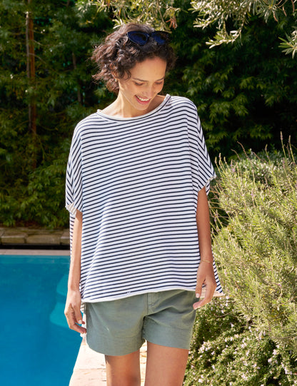 OLIVE Navy French Stripe, Triple Terry