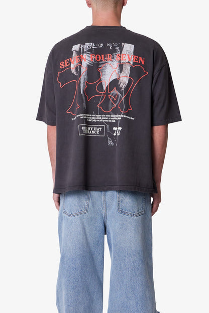 747 Printed Tee - Washed Black