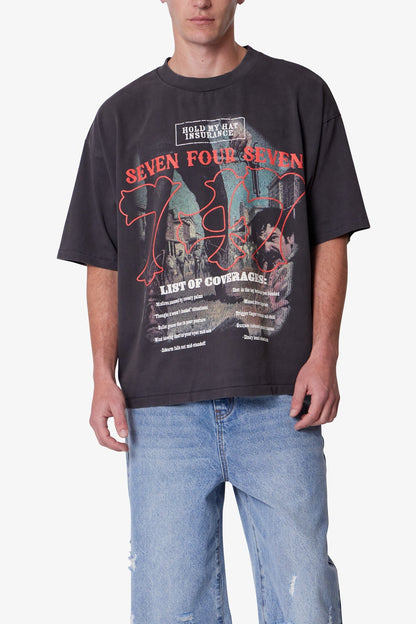 747 Printed Tee - Washed Black