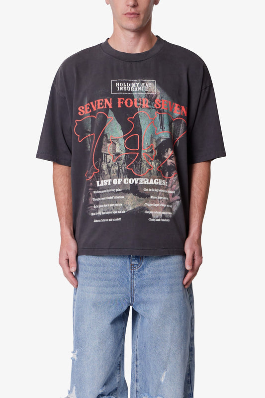 747 Printed Tee - Washed Black