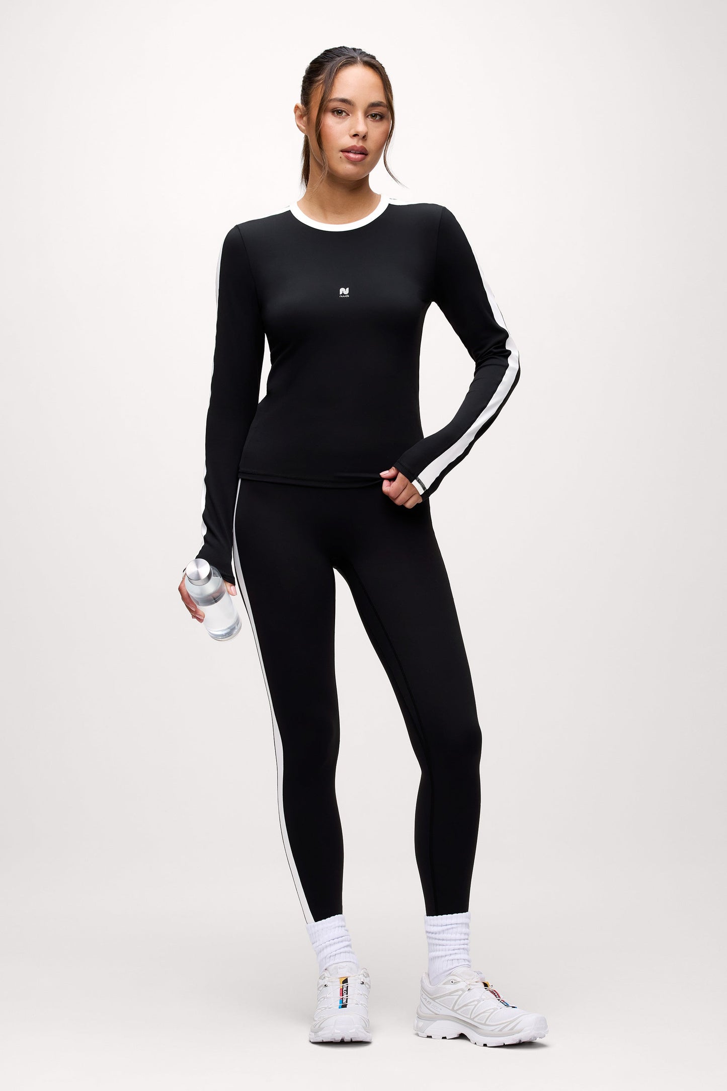 Motion Contrast Long Sleeve Top | Black