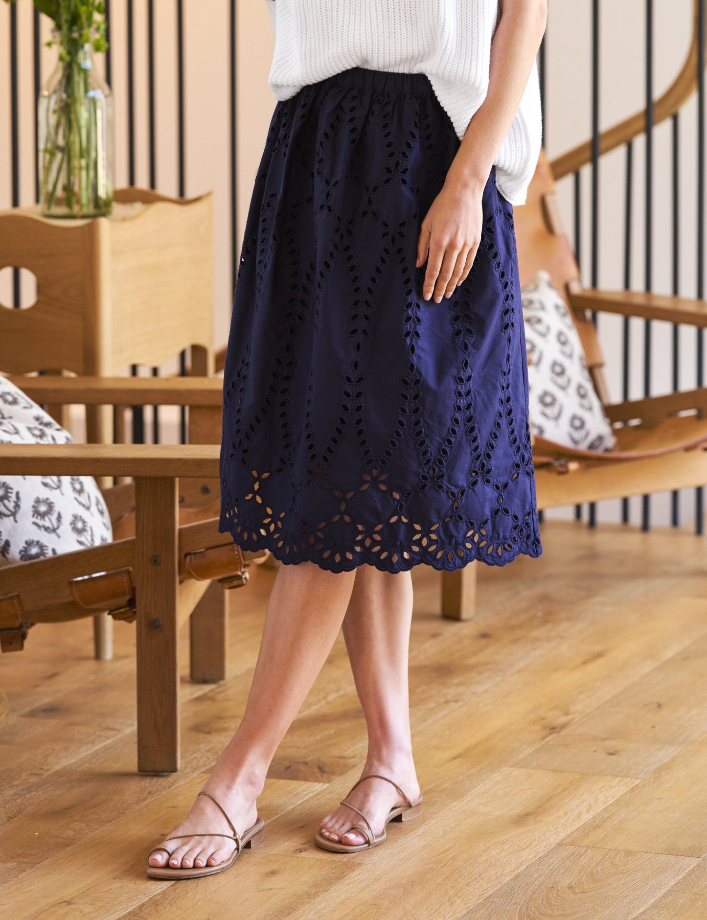 GRACE SKIRT Navy, Eyelet Cotton