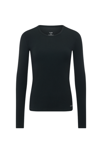 Sporty Rib Bra Long Sleeve | Black