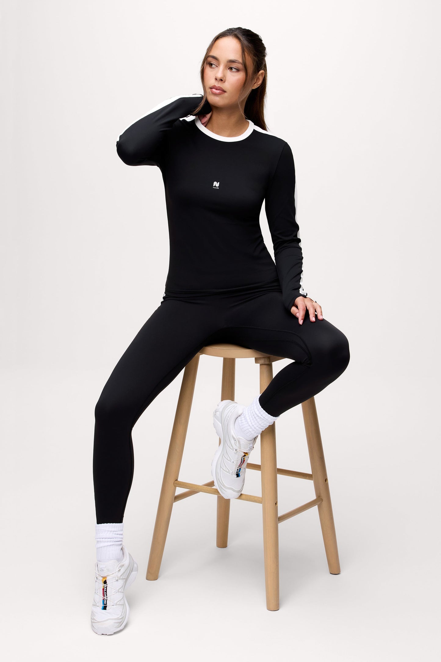 Motion Contrast Long Sleeve Top | Black