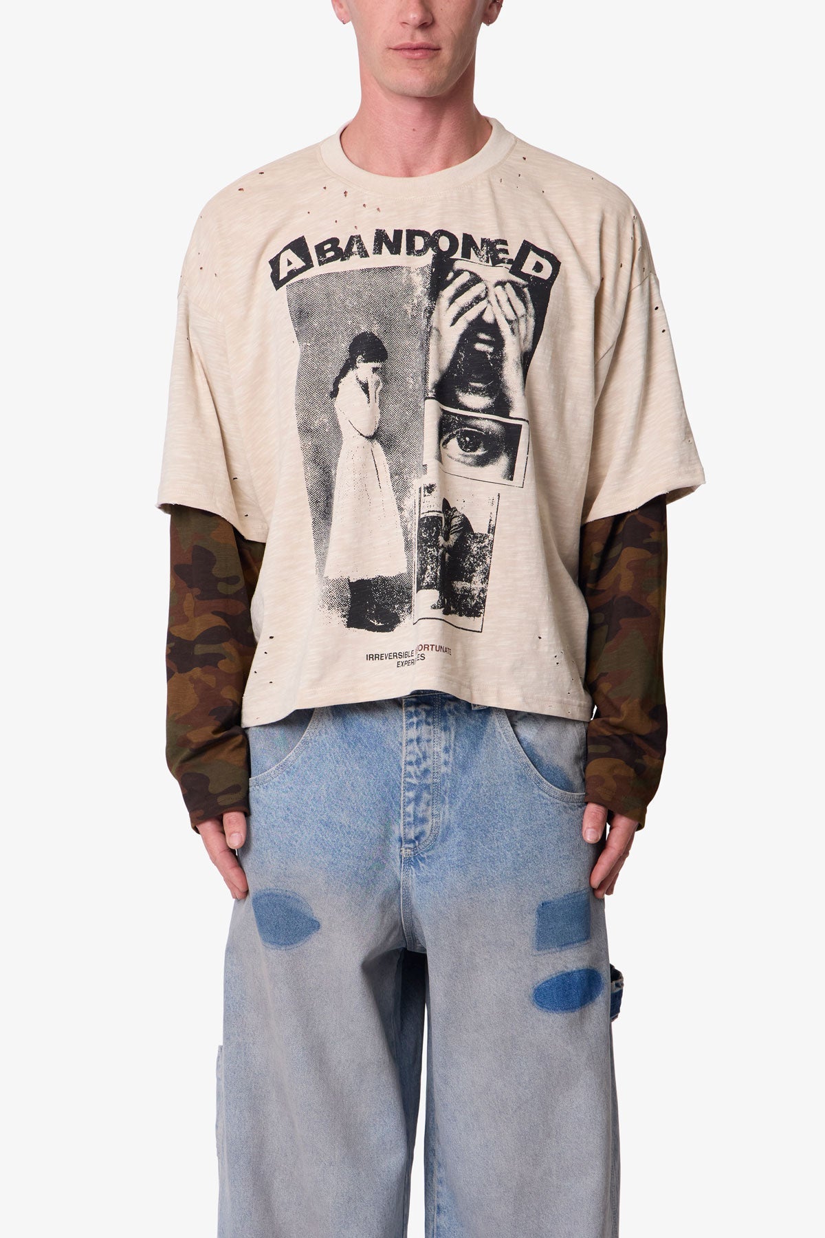 Abandoned Layered L/S Tee - Off White/Camo