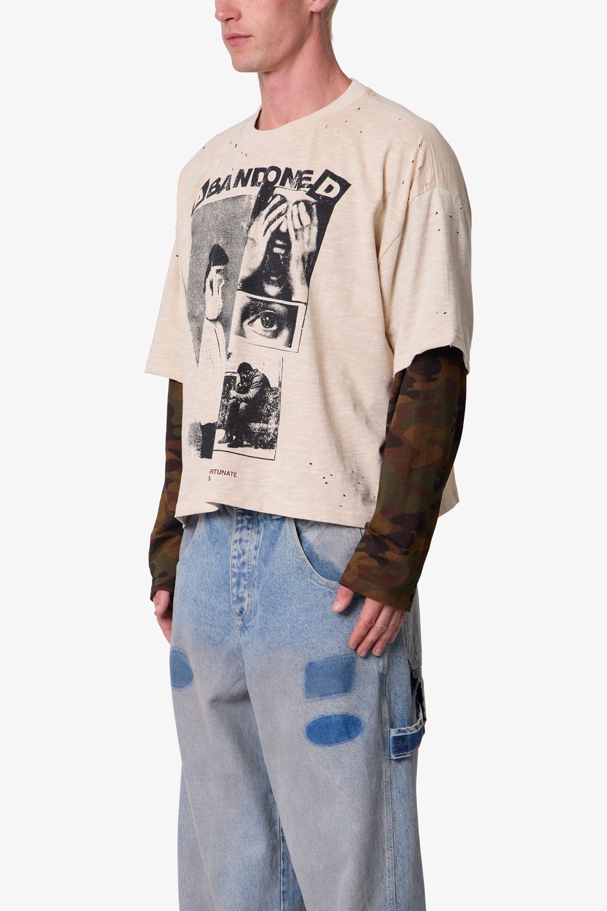 Abandoned Layered L/S Tee - Off White/Camo