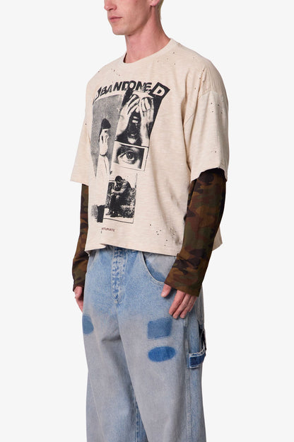 Abandoned Layered L/S Tee - Off White/Camo